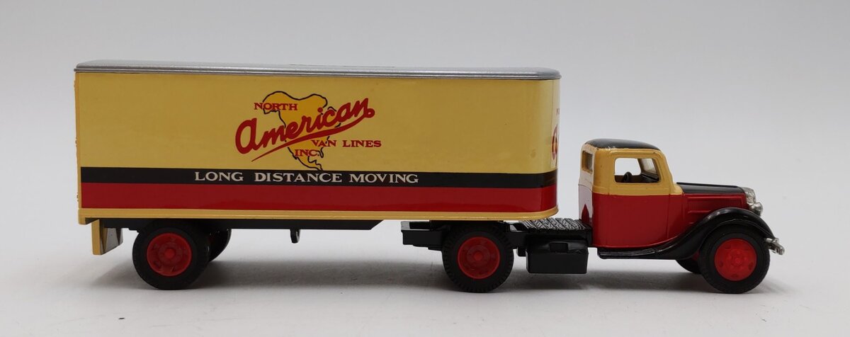 ERTL 1:64 Scale 1937 Ford w/Bank Van Trailer - North American Van Lines LN/Box