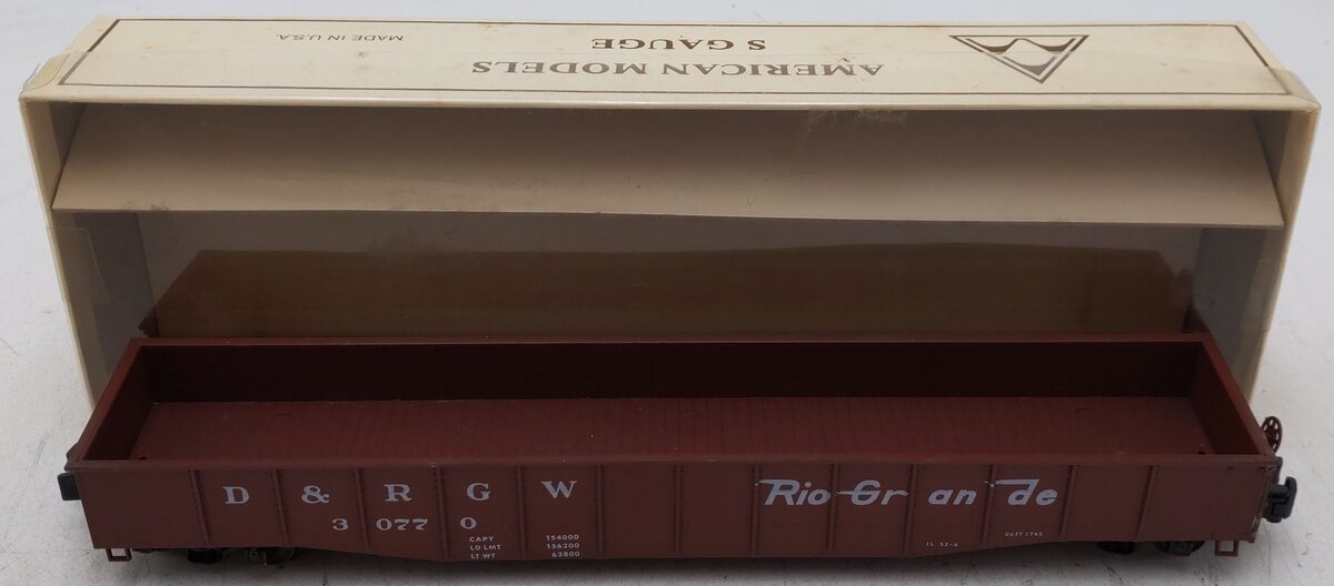American Models 4425 S D&RGW 52' Gondola #30770 (Hi-Rail) EX/Box