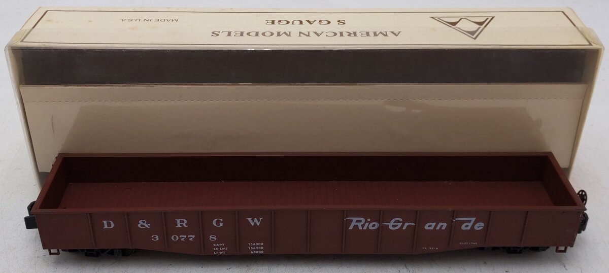American Models 4425 S D&RGW 52' Gondola #30778 (Hi-Rail) EX/Box