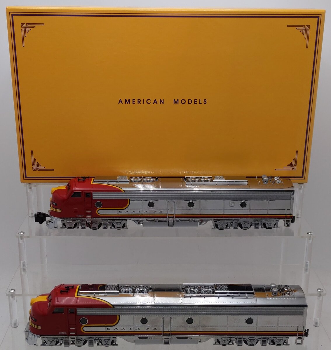 American Models E8 S Scale Santa Fe EMD E8 AA Diesel Locomotives With Sound EX/Box