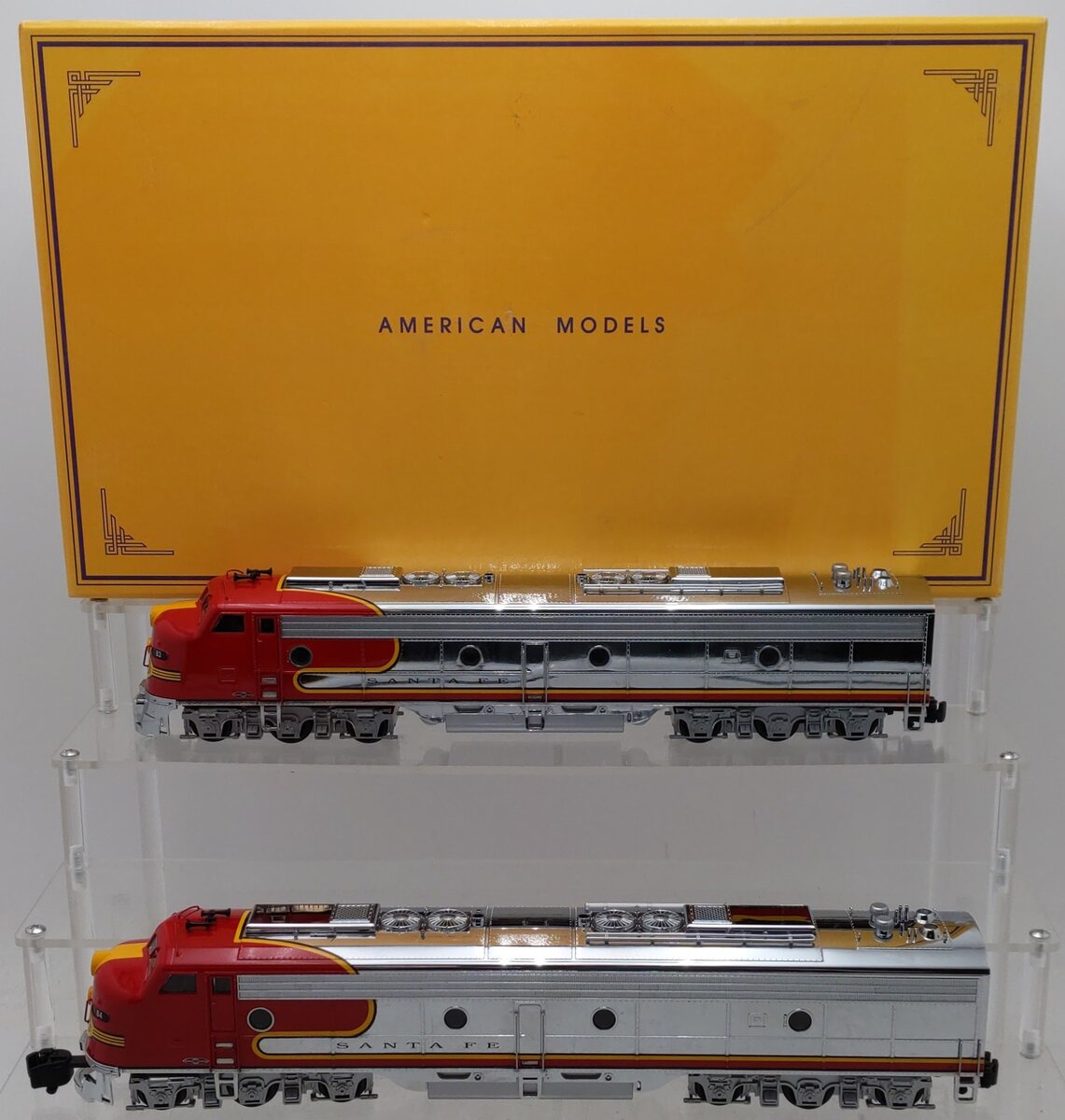 American Models E8 S Scale Santa Fe EMD E8 AA Diesel Locomotives With Sound EX/Box
