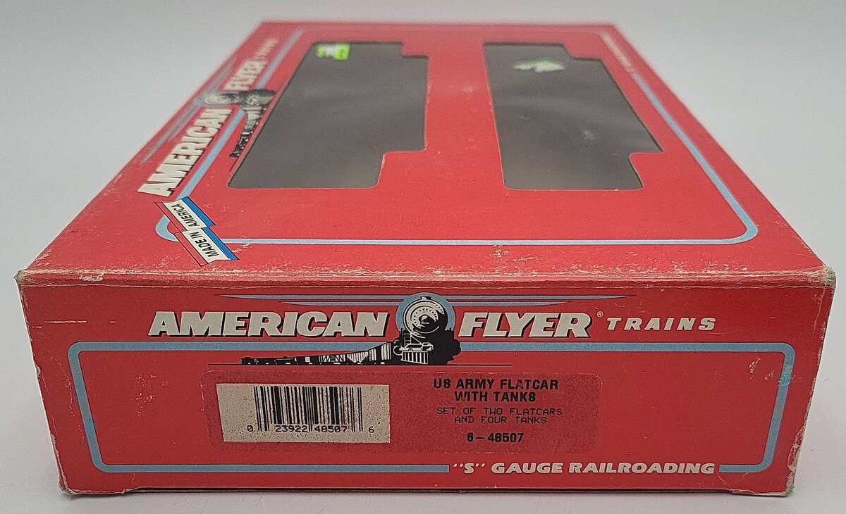 American Flyer 6-48507 S US Army Flatcars with Tanks (Set of 2) EX/Box