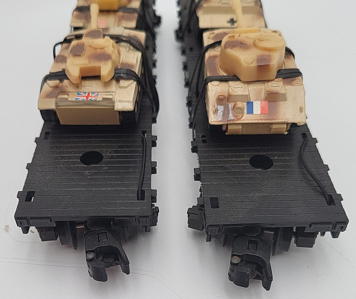 American Flyer 6-48507 S US Army Flatcars with Tanks (Set of 2) EX/Box