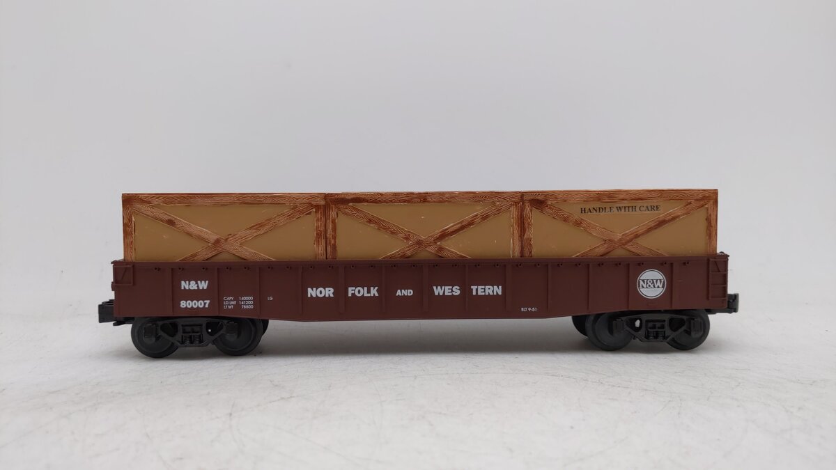 MTH 30-7206 O Gauge Norfolk & Western Semi-Scale Gondola #80007 (Custom) EX/Box