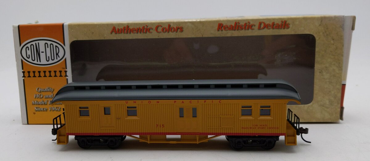 Con-Cor 325 HO Union Pacific Wood Open-Platform Baggage/Railway Post Office #715 LN/Box