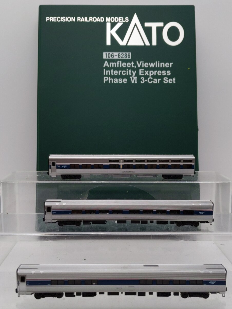Kato 106-6286 N Amtrak Amfleet Viewliner Intercity Express Phase VI Add On Cars LN/Box