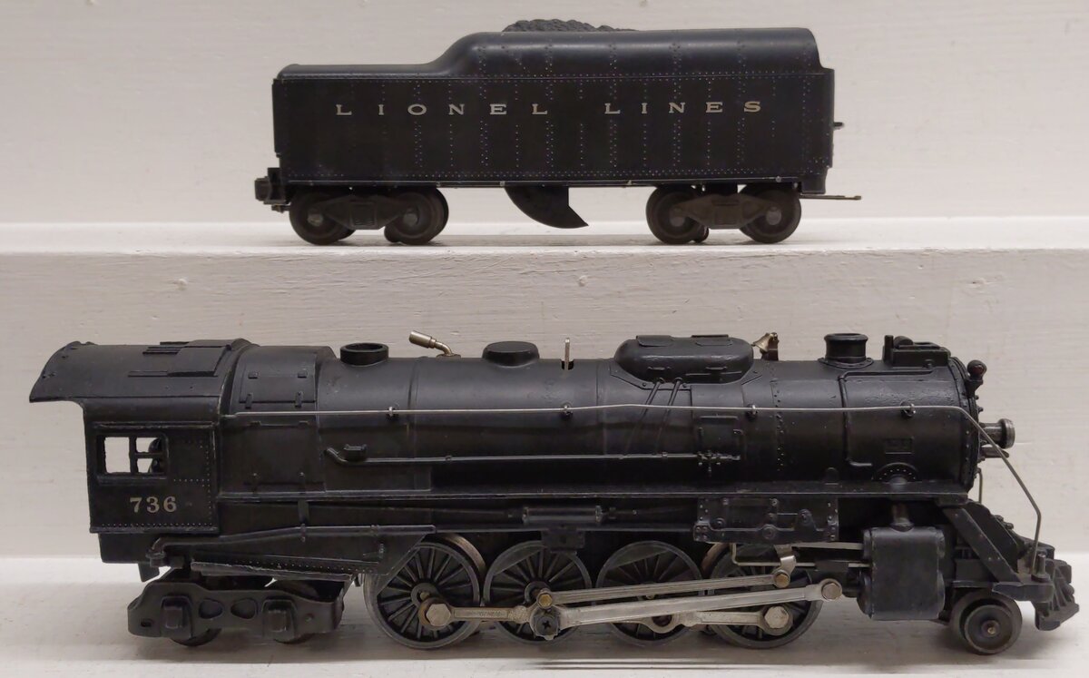 Lionel 736 Vintage O 2-8-4 Lionel Lines Steam Locomotive with 2046W Tender VG