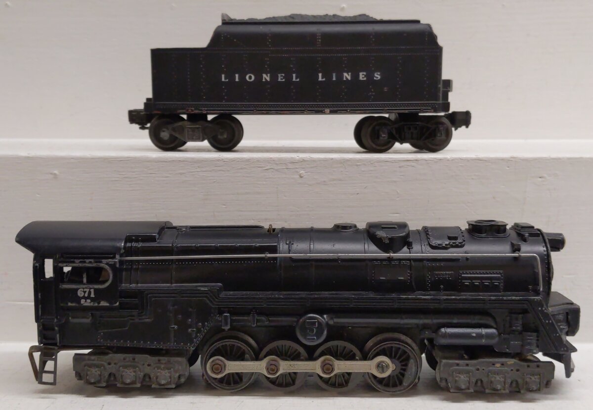 Lionel 671 Vintage O 6-8-6 Die-Cast Steam Turbine Locomotive w/6466W Tender VG