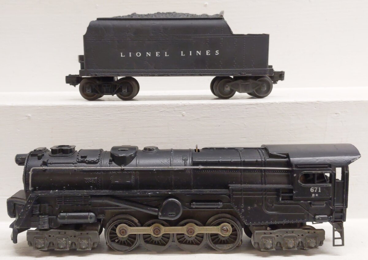 Lionel 671 Vintage O 6-8-6 Die-Cast Steam Turbine Locomotive w/6466W Tender VG