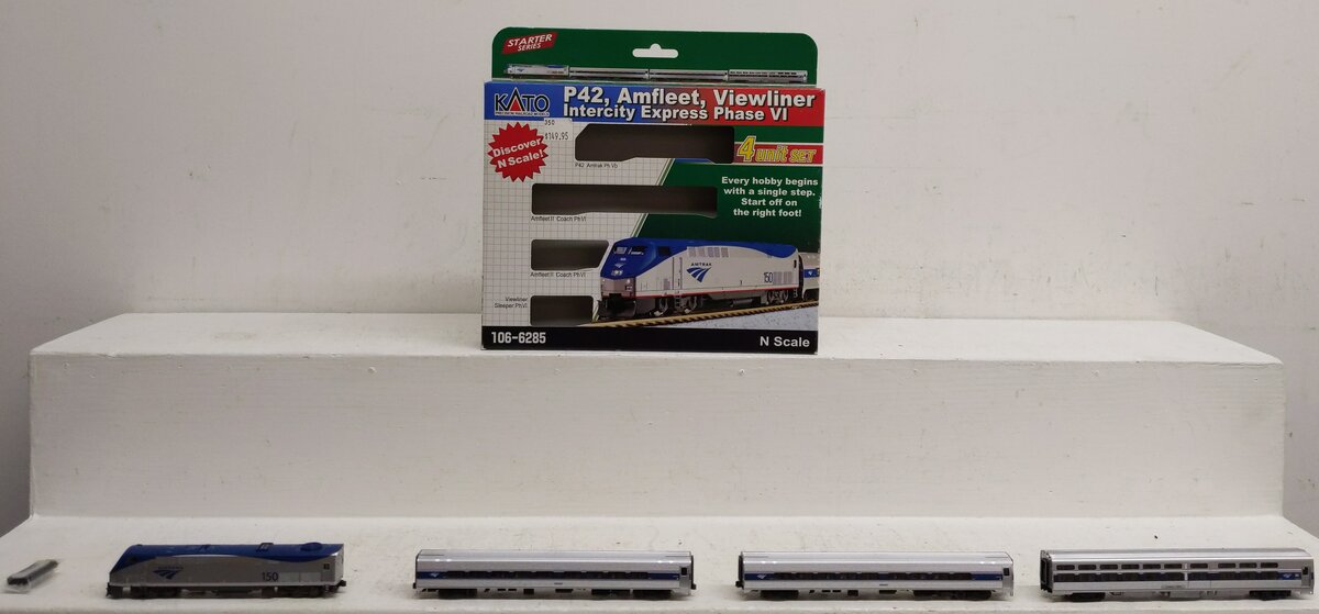 Kato 106-6285 N Scale Amtrak Passenger Train Set (Set of 4)