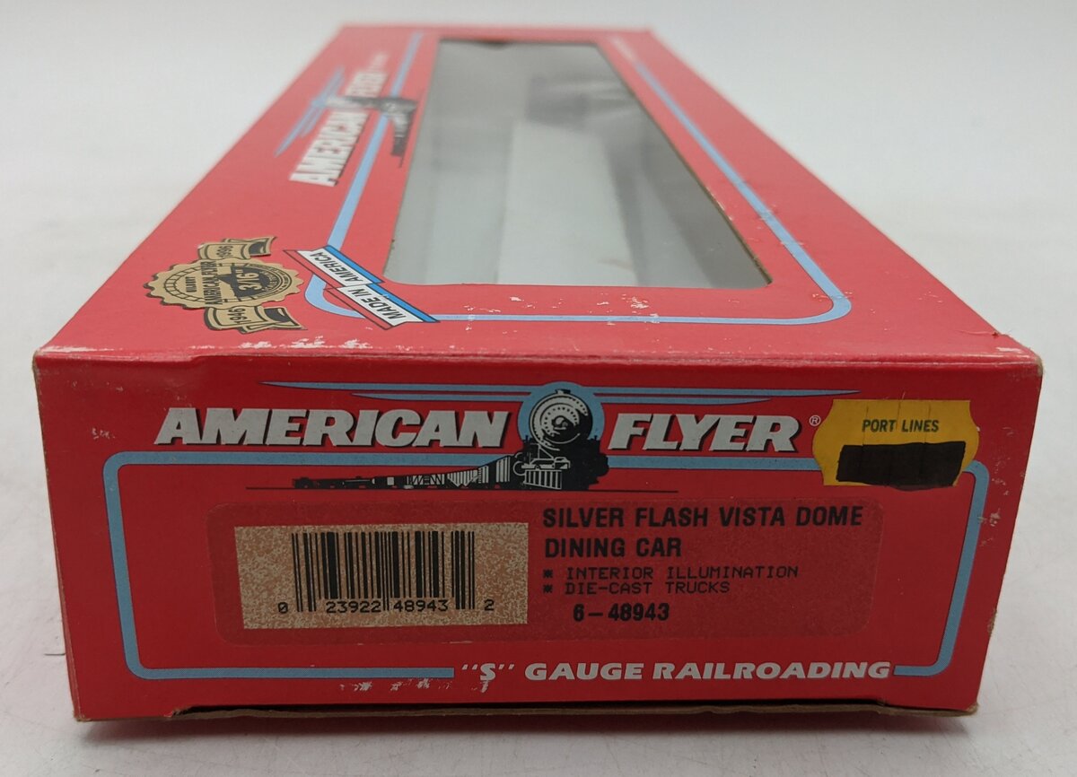 American Flyer 6-48943 S AFL Silver Flash Madison Vista Dome Dining Car LN/Box