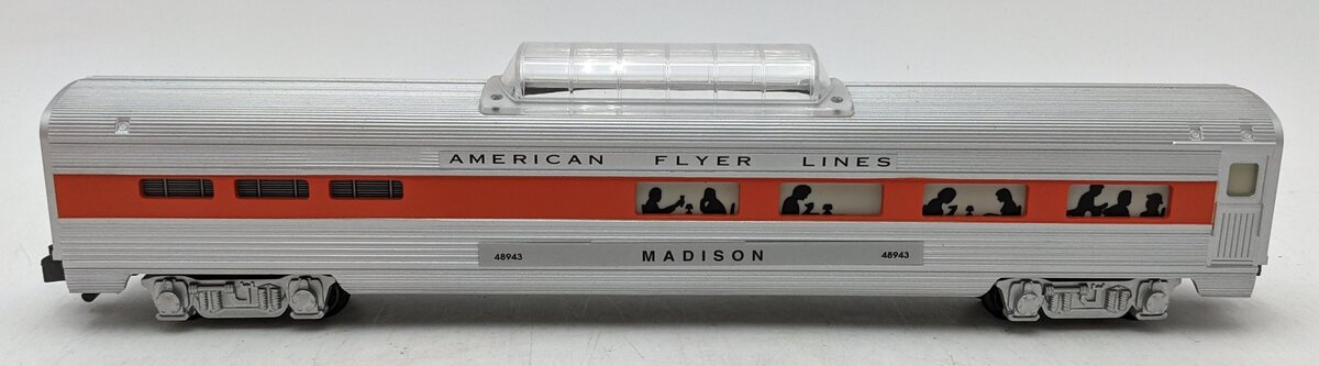 American Flyer 6-48943 S AFL Silver Flash Madison Vista Dome Dining Car LN/Box