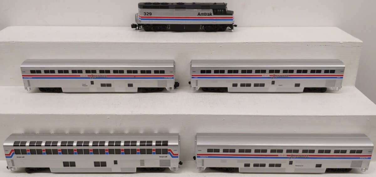 American Models Amtrak Superliner Phase 4 FP-40 S Gauge Diesel Train Set EX/Box