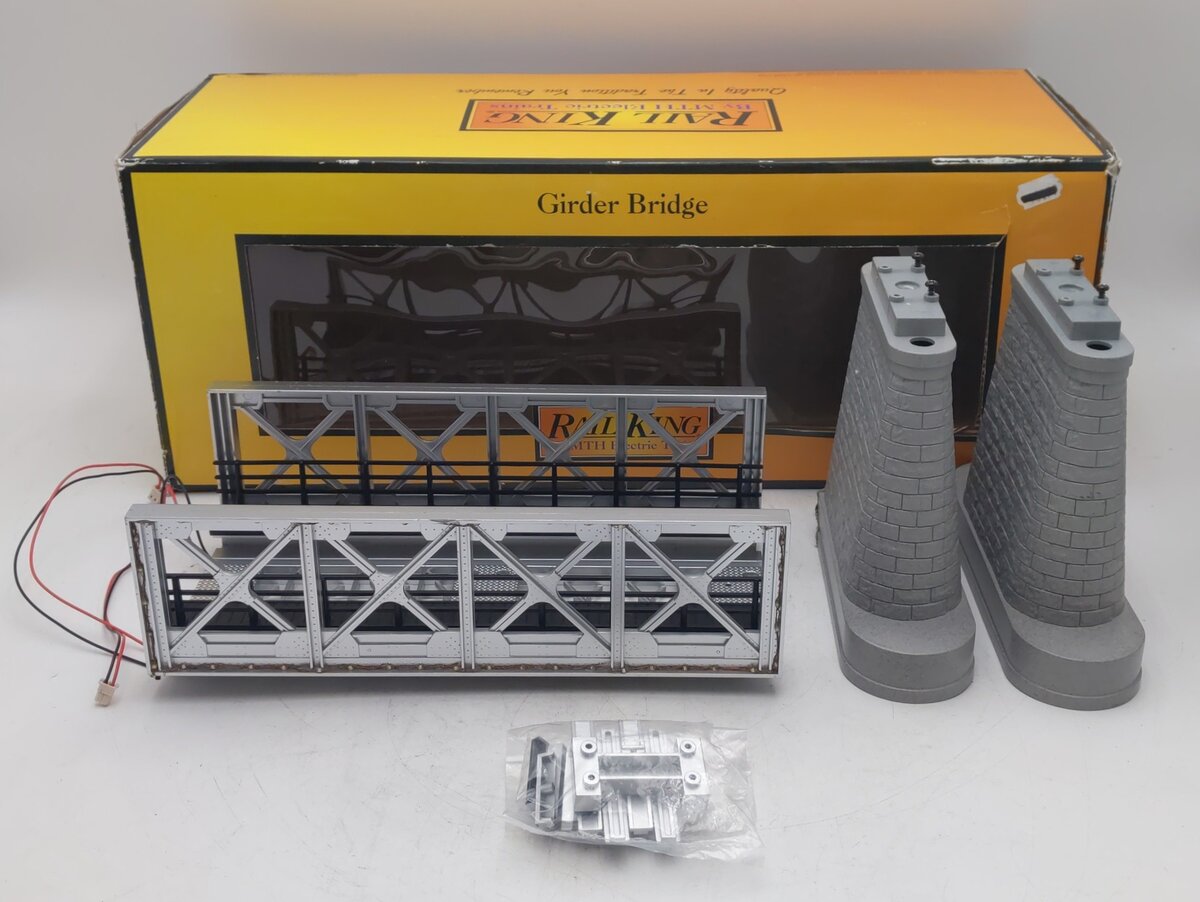 MTH 40-1118 O Gauge Bridge Girder with Operating White Lights - Silver/Box
