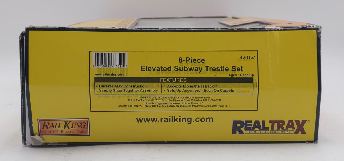 MTH 40-1157 O Lionel FasTrack Elevated Subway Trestle Set (Set of 8) LN/Box