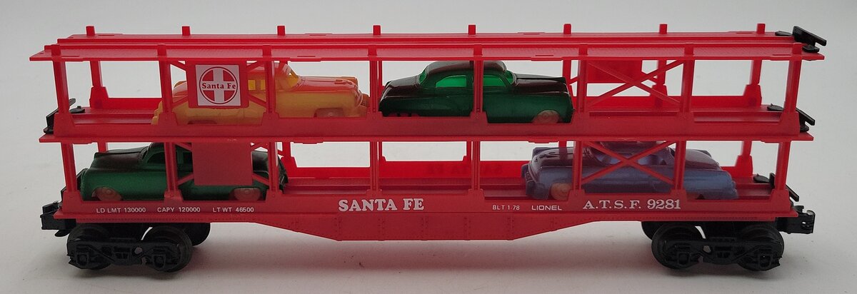 Lionel 6-9281 0 Sante Fe Auto Carrier w/Load  #9281 LN/Box