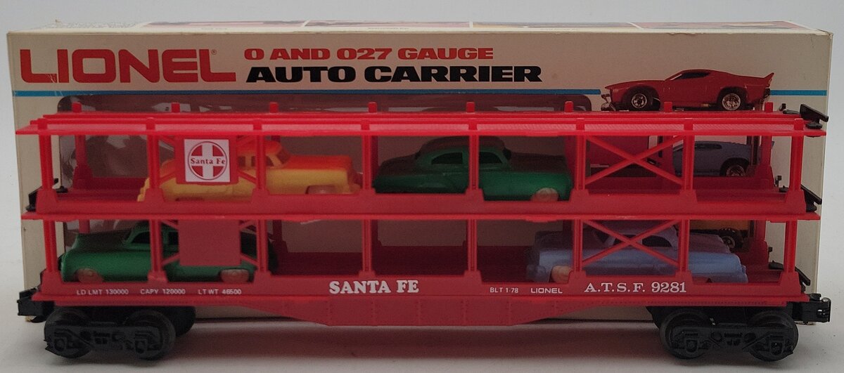 Lionel 6-9281 0 Sante Fe Auto Carrier w/Load  #9281 LN/Box