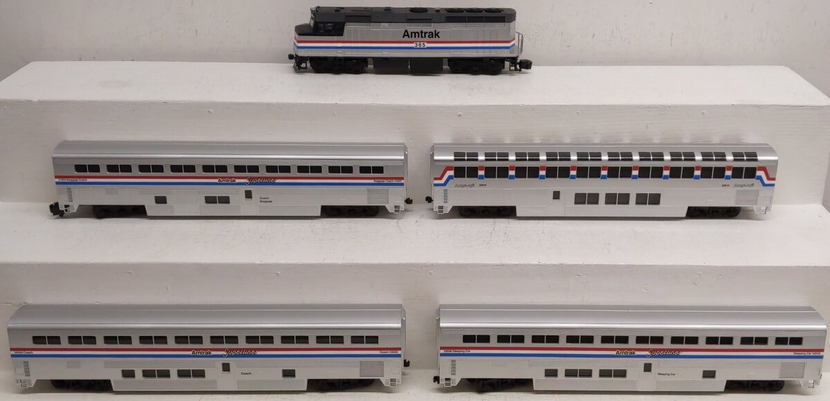 American Models Amtrak Superliner Phase 4 FP-40 S Gauge Diesel Train Set EX/Box