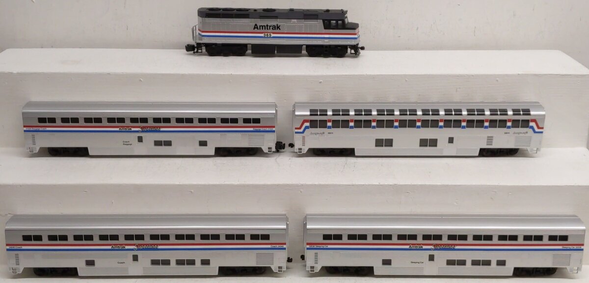 American Models Amtrak Superliner Phase 4 FP-40 S Gauge Diesel Train Set EX/Box