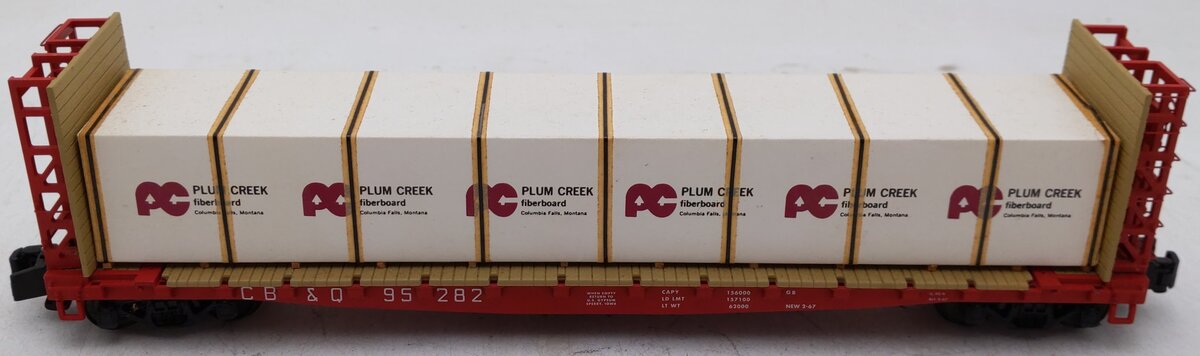 S-Helper 00159 "S" Scale CB&Q Bulkhead Flatcar W/ PC BM Load EX