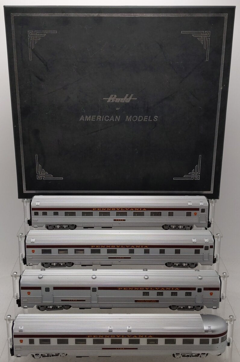 American Models S Scale Pennsylvania 4-Car Budd Passenger Set - Hi-Rail EX/Box