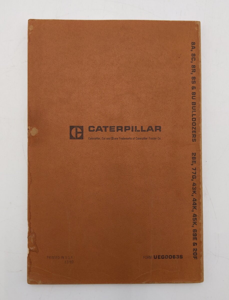 Caterpillar Parts Book 8A,8C,8R,8S, & 8U Bulldozers By Caterpillar VG