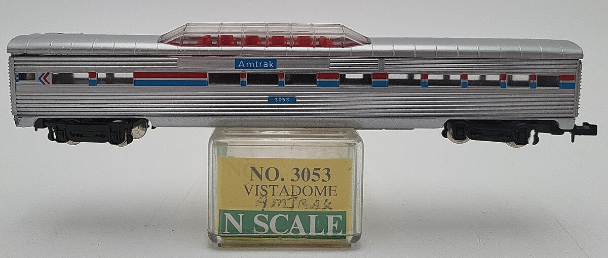Model Power 3053 N Scale Amtrak Vista Dome Car EX/Box