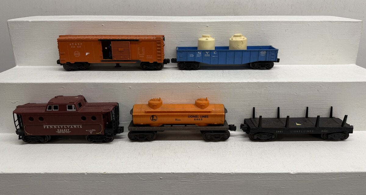 Lionel Vintage O Freight Cars: 3461, 6162, 6417, 6465, 3484-25 [5] VG