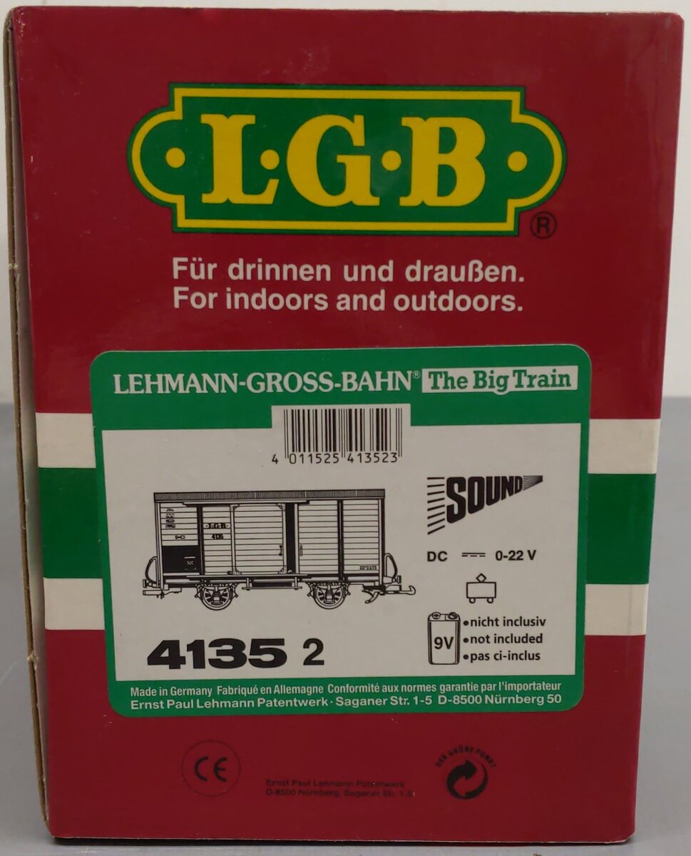 LGB 41352 G Gauge Steam Sound Boxcar LN/Box