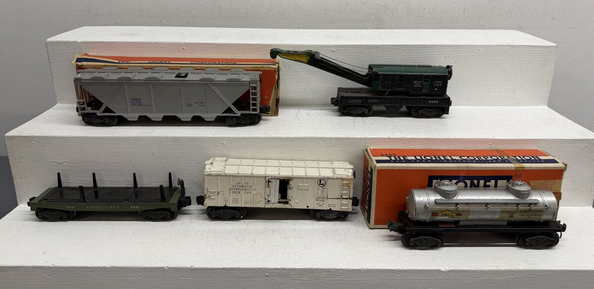Lionel Vintage O Freight Cars: 2465, 3461, 3462, 6460 & 6346-56 [5] VG