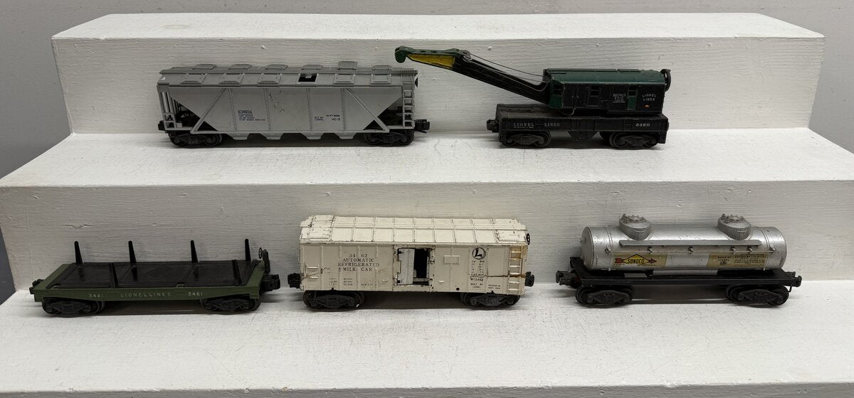 Lionel Vintage O Freight Cars: 2465, 3461, 3462, 6460 & 6346-56 [5] VG