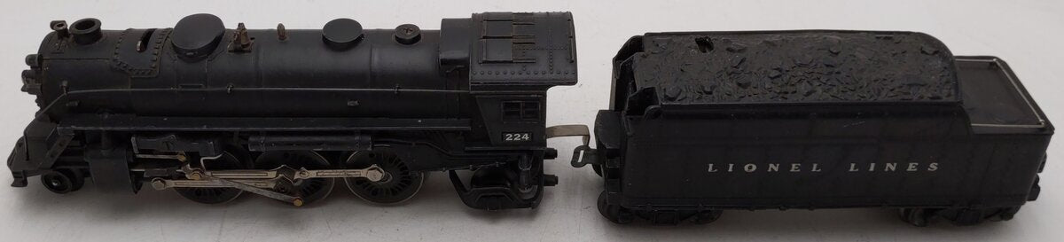 Lionel 224 Vintage O 2-6-2 Die-Cast Steam Loco w/6466WX Tender VG