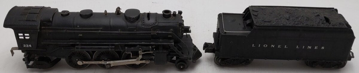 Lionel 224 Vintage O 2-6-2 Die-Cast Steam Loco w/6466WX Tender VG