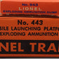 Lionel 443 Vintage O Missile Launching Platform w/Exploding Ammunition Dump [2] VG/Box