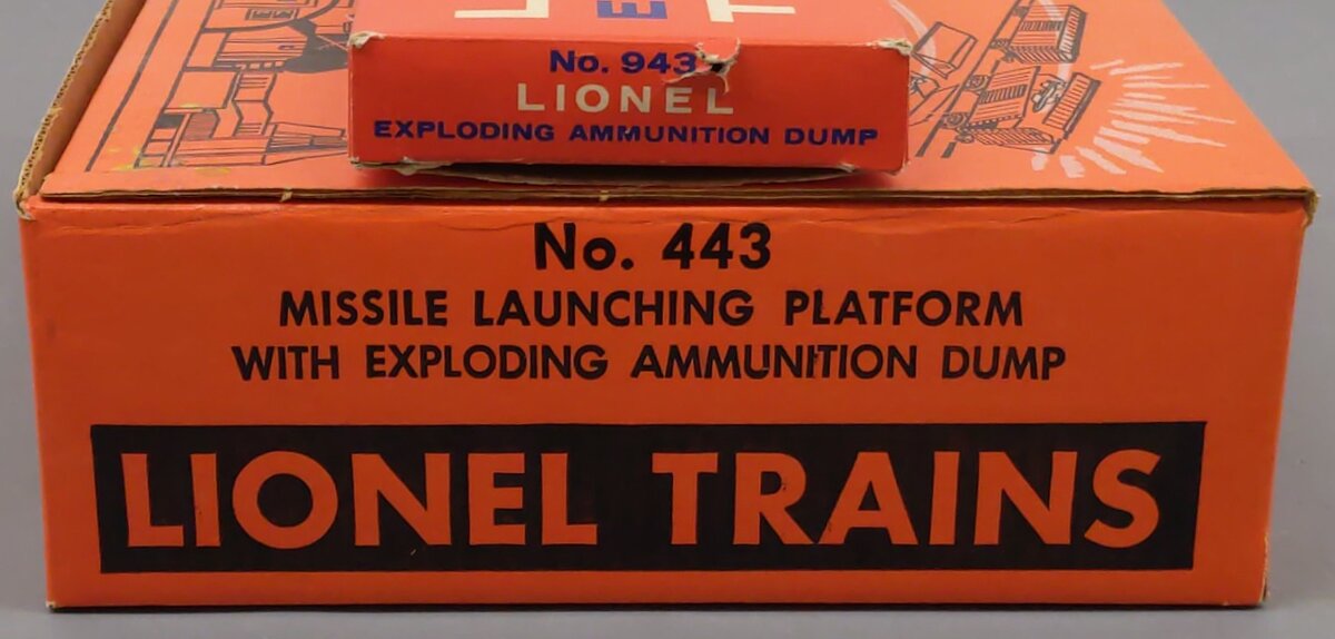 Lionel 443 Vintage O Missile Launching Platform w/Exploding Ammunition Dump [2] VG/Box