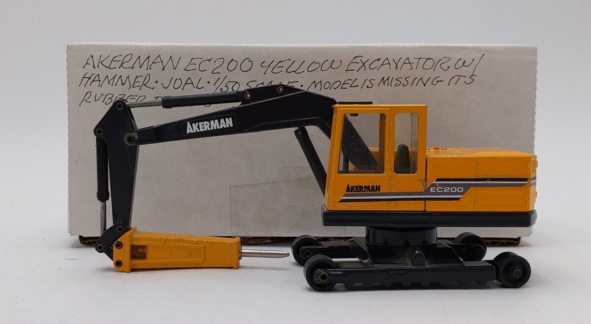 Joal 1:50 Scale Akerman EC200 Yellow Excavator w/Hammer