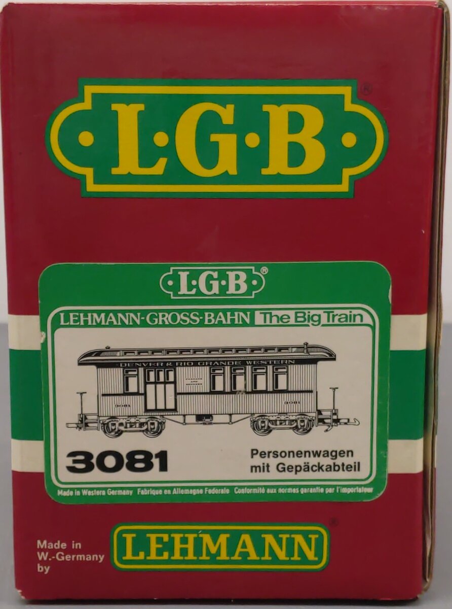 LGB 3081 G Denver & Rio Grande Western Passenger Car - Metal Wheels EX/Box