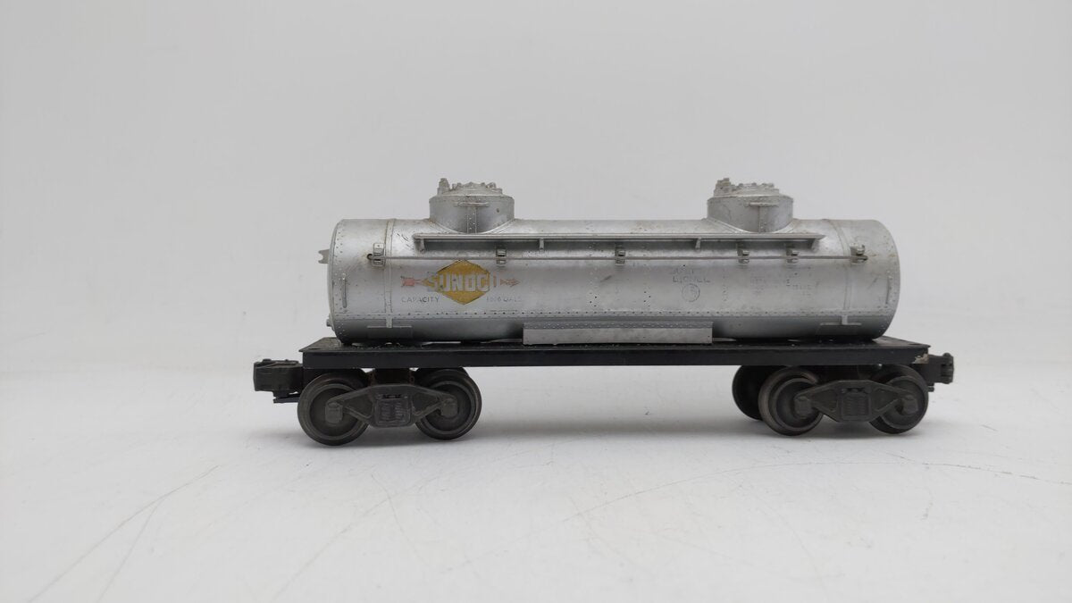 Lionel 6465 Vintage O Silver Sunoco Double Dome Tank Car w/ Steps EX