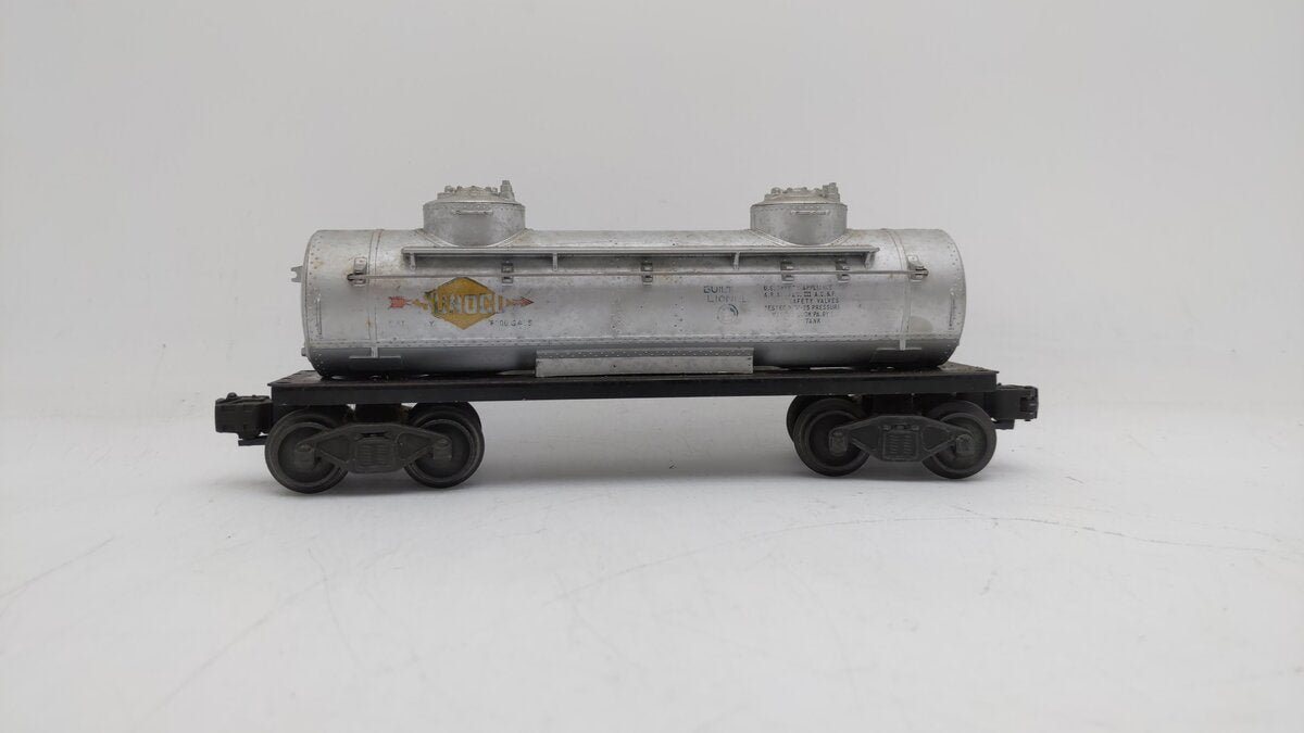 Lionel 6465 Vintage O Silver Sunoco Double Dome Tank Car w/ Steps EX
