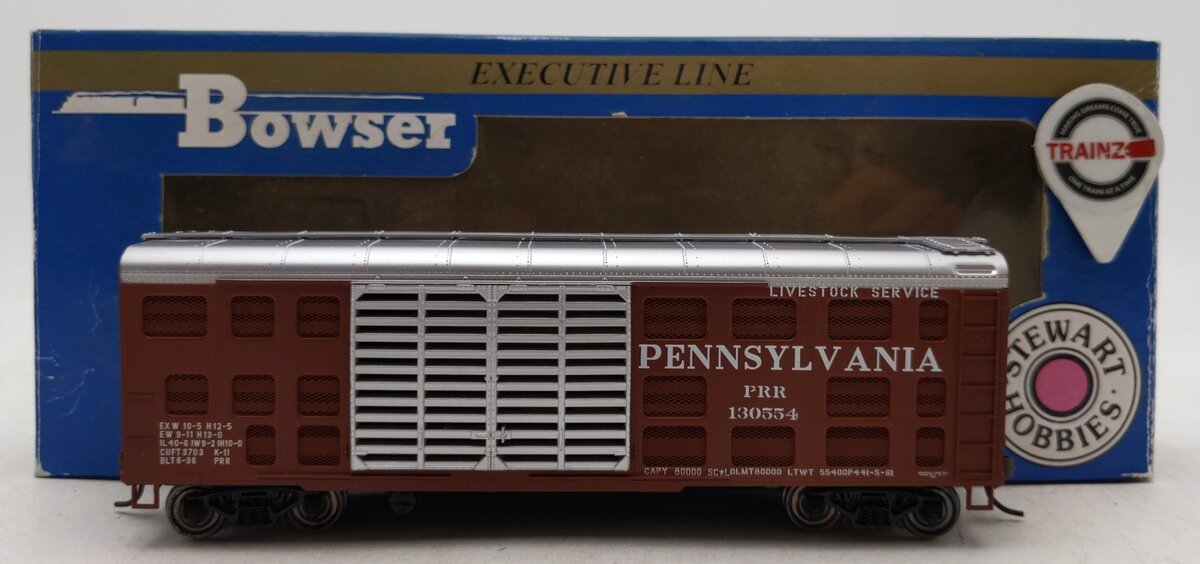 Bowser K-11 HO Scale Pennsylvania Railroad 40' Stock Car #130554 LN/Box