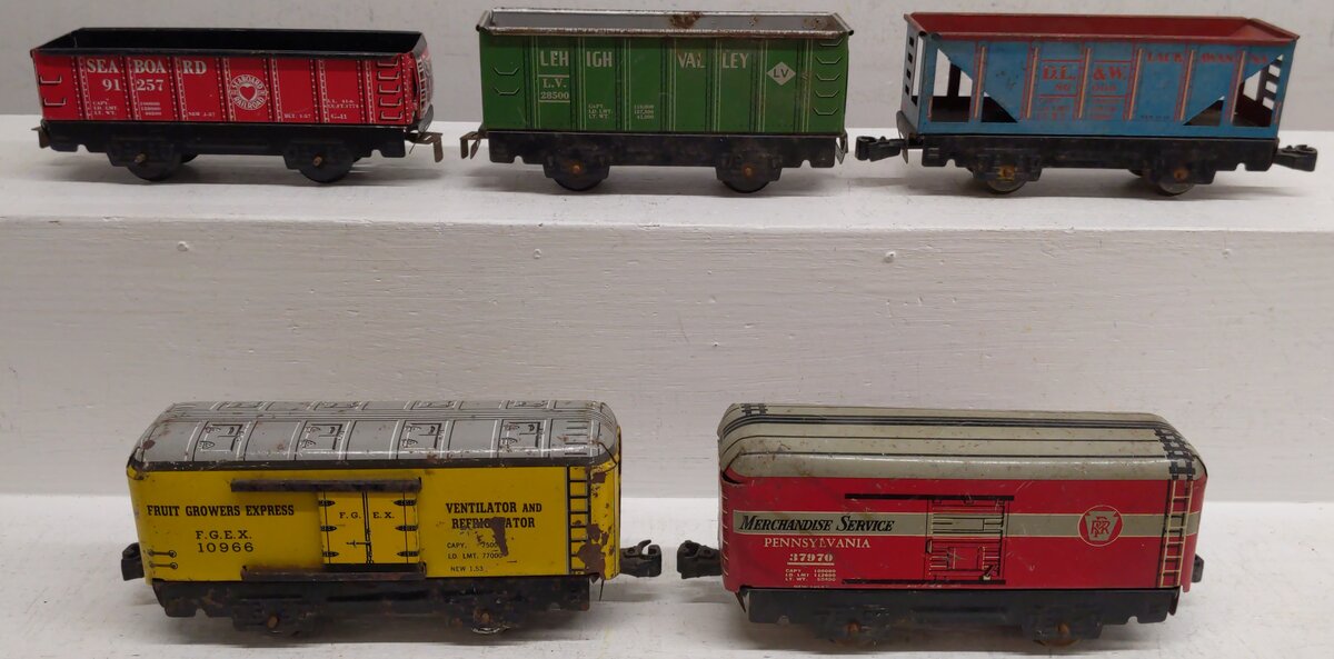 Marx S Gauge Assorted Freight Cars; 37970, 10966, 28500, 91257, 86000 [5]