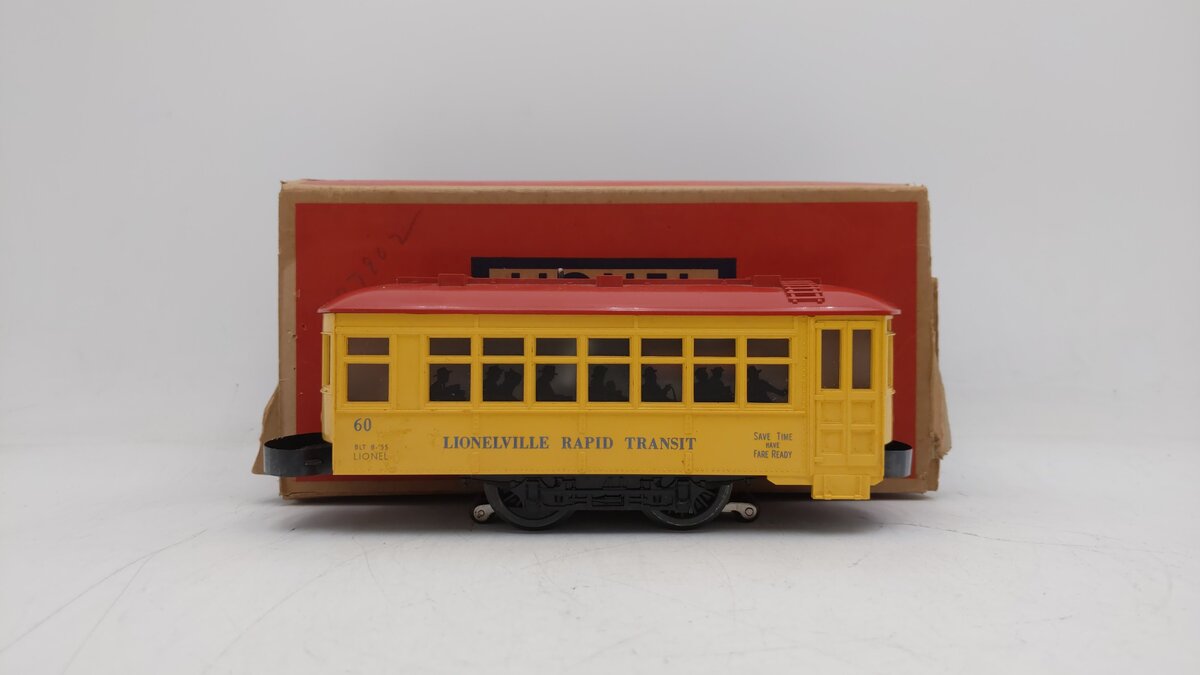Lionel 60 Vintage O Lionelville Motorized Rapid Transit Trolley EX/Box