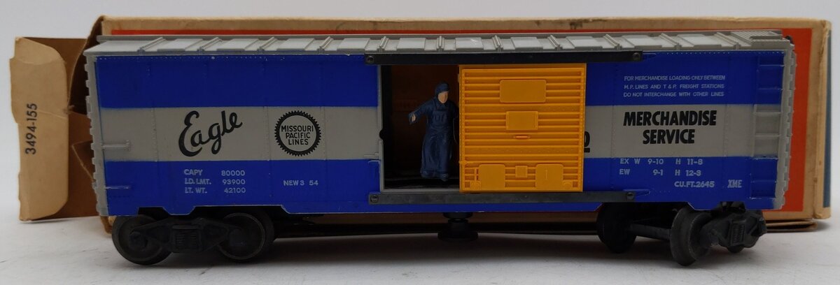 Lionel 3494-150 VIntage O Missouri Pacific Operating Boxcar VG/Box