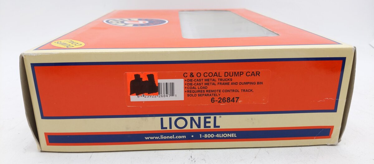 Lionel 6-26847 O Gauge C&O Operating Coal Dump Car EX/Box