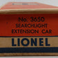 Lionel 3650 Vintage O Lionel Lines Gray Operating Extension Searchlight Car VG/Box