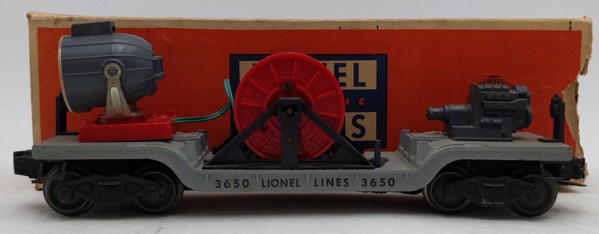 Lionel 3650 Vintage O Lionel Lines Gray Operating Extension Searchlight Car VG/Box