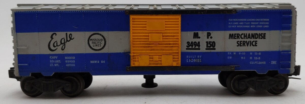Lionel 3494-150 VIntage O Missouri Pacific Operating Boxcar VG/Box