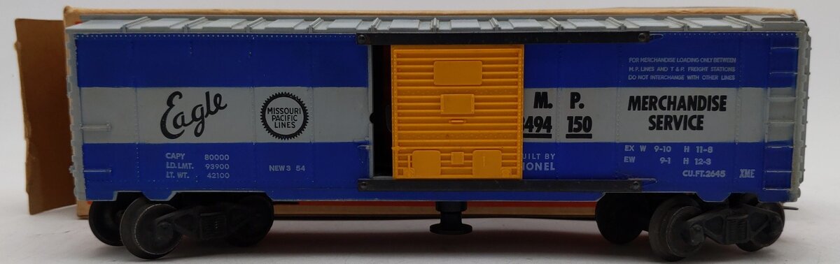 Lionel 3494-150 VIntage O Missouri Pacific Operating Boxcar VG/Box