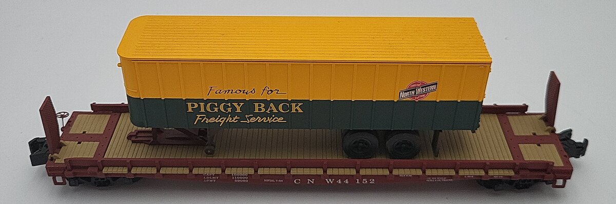 S Scale Piggyback Chicago and Northwestern Trailer Car #44152 LN