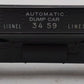 Lionel 3459 Vintage O Lionel Lines Black Operating Ore Dump Car VG/Box